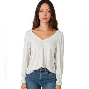 Nation LTD V-Neck White Long Sleeve Top